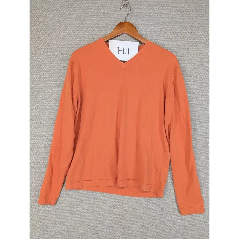 Banana Republic VNeck Sweater Size Medium Orange Cashmere Cotton Silk Blend